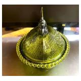 7" Green Hen on Nest