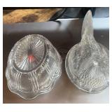 5.5" Clear Glass Hen on Nest Small chip in inside rim