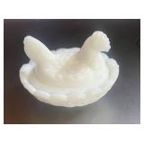 Two 2.5" Hen on Nest Salts  Small chip on beak of one and Tail of the other