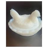 Two 2.5" Hen on Nest Salts  Small chip on beak of one and Tail of the other