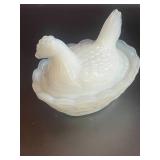 Two 2.5" Hen on Nest Salts  Small chip on beak of one and Tail of the other