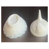 Two 2.5" Hen on Nest Salts  Small chip on beak of one and Tail of the other