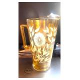 Vintage Carnival Glass Flowered Pitcher