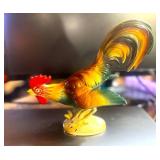 Hand Painted  Ceramic Rooster 9" tall 10" wide