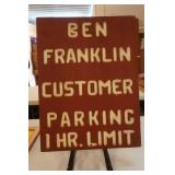 Vintage Wooden Ben Franklin Sign 18x24"