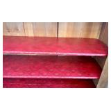 Vintage Display Cabinet - Wood Two-Door Glass-Front with Red Shelves