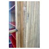 Vintage Display Cabinet - Wood Two-Door Glass-Front with Red Shelves