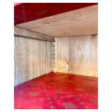 Vintage Display Cabinet - Wood Two-Door Glass-Front with Red Shelves