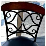 Pair Black Wrought-Iron Bar Stools & Cushioned Seats (Lot of 2 matching Lot #6)