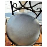 Pair Black Wrought-Iron Bar Stools & Cushioned Seats (Lot of 2 matching lot #5)