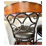 Pair Black Wrought-Iron Bar Stools & Cushioned Seats (Lot of 2 matching lot #5)