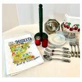 Minnesota Kitchen Towel - Paper Towel Holder, 2 Candle Holders, Silver Bowl, Ceramic Bowl & Forks