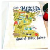 Minnesota Kitchen Towel - Paper Towel Holder, 2 Candle Holders, Silver Bowl, Ceramic Bowl & Forks