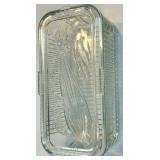 Antique Porcelain-Head Doll in Purple Gingham Dress & Orange Ribbon, Vintage Refrigerator Glass Butter Dish & Wreath