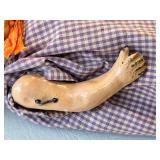 Antique Porcelain-Head Doll in Purple Gingham Dress & Orange Ribbon, Vintage Refrigerator Glass Butter Dish & Wreath