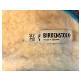 Birkenstock Sandals (EU 37) Two-Strap Blue Suede & Navy Cap with Nautical Crest