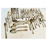 Antique Silver Plate Flatware Set - Ornate Embossed Handles - Assorted Patterns