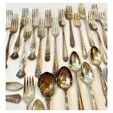 Antique Silver Plate Flatware Set - Ornate Embossed Handles - Assorted Patterns