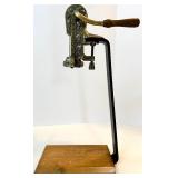 Estate Grape Press - Antique Hand Crank Fruit Press on Wood Base