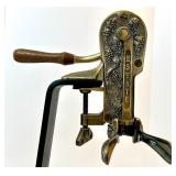 Estate Grape Press - Antique Hand Crank Fruit Press on Wood Base