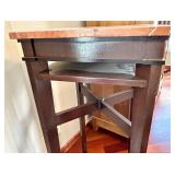 Marble-Top Console Table & Dark Wood Base