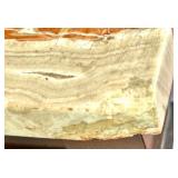 Marble-Top Console Table & Dark Wood Base