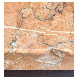 Marble-Top Console Table & Dark Wood Base