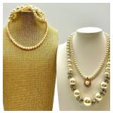 Pearl Necklaces & Bracelet Set