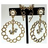 Gold-Tone Pearl Necklace, Pink Enamel Bangle & Assorted Earrings - Fashion Jewelry Lot