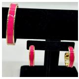 Gold-Tone Pearl Necklace, Pink Enamel Bangle & Assorted Earrings - Fashion Jewelry Lot