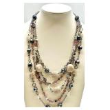 La Sophia Crystal Necklace Set - Multi-Strand Bead & Pearl Layered Jewelry