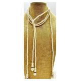 Pearl Necklaces Collection - Multi-Strand White Pearls with Crystals & Gold Tone Centerpiece