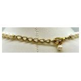 Pearl Necklaces Collection - Multi-Strand White Pearls with Crystals & Gold Tone Centerpiece