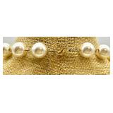 Pearl Necklaces Collection - Multi-Strand White Pearls with Crystals & Gold Tone Centerpiece