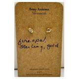 Whitewater Jewelry Fire Opal Sterling Silver & Gold Earrings - New