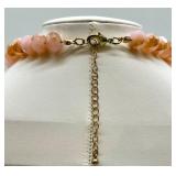 Pink Bead Jewelry Set - Necklace & Bracelet & Earrings with Heart Charms