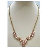 Pink Bead Jewelry Set - Necklace & Bracelet & Earrings with Heart Charms