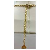 Pink Bead Jewelry Set - Necklace & Bracelet & Earrings with Heart Charms