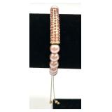 Pink Bead Jewelry Set - Necklace & Bracelet & Earrings with Heart Charms