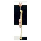 Pink Bead Jewelry Set - Necklace & Bracelet & Earrings with Heart Charms