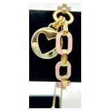 Pink Bead Jewelry Set - Necklace & Bracelet & Earrings with Heart Charms