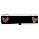 Pink Bead Jewelry Set - Necklace & Bracelet & Earrings with Heart Charms