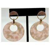 Pink Bead Jewelry Set - Necklace & Bracelet & Earrings with Heart Charms