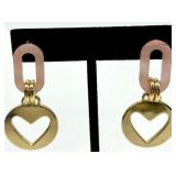 Pink Bead Jewelry Set - Necklace & Bracelet & Earrings with Heart Charms