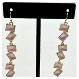 Pink Bead Jewelry Set - Necklace & Bracelet & Earrings with Heart Charms