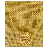 Gold-Tone Jewelry Set: Floral Dome Ring, Crystal Flower Ring, Pink Drop Earrings, Multi-Strand Necklace