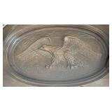 Carved Wood Oval Coffee Table - Eagle Motif