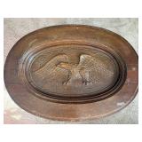 Carved Wood Oval Coffee Table - Eagle Motif