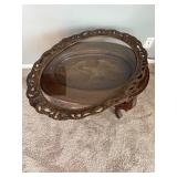 Carved Wood Oval Coffee Table - Eagle Motif