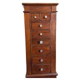 Jewelry Armoire with Mirror Lid - Wood Cabinet